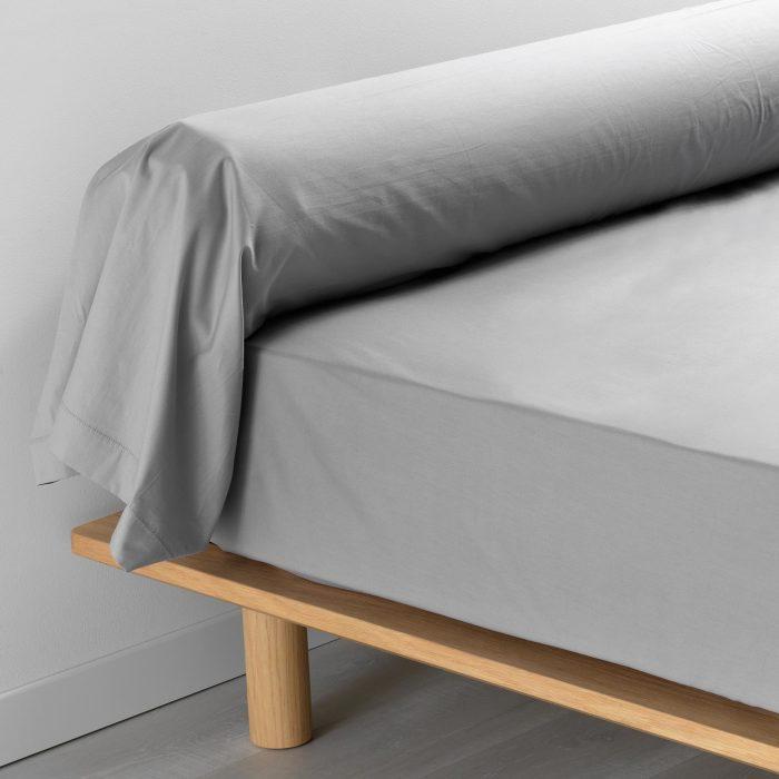 TAIE DE TRAVERSIN 85 X 185 CM PERCALE UNI 78 FILS GRIS