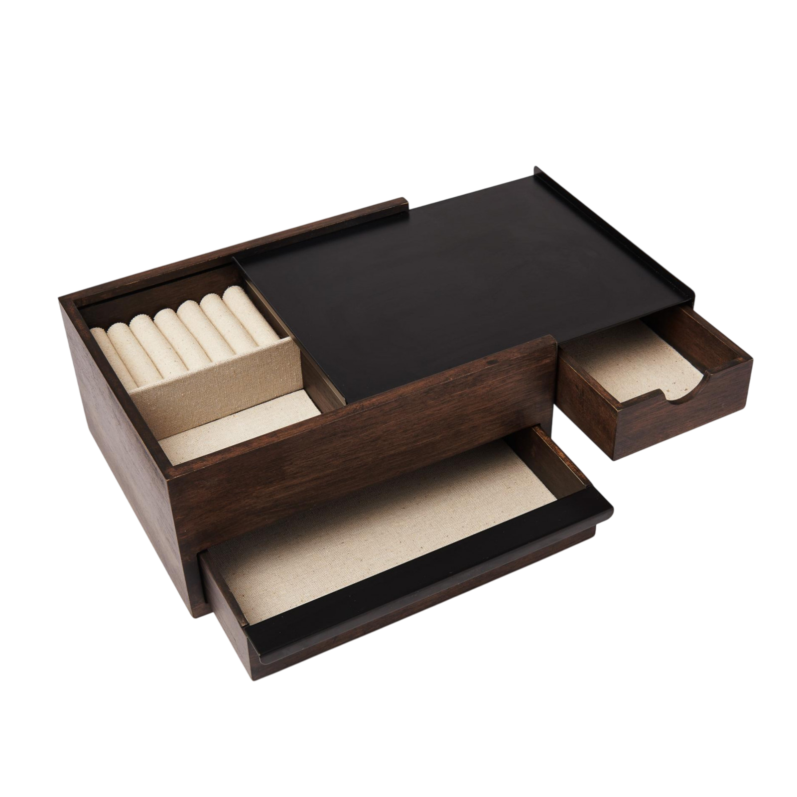 Schmuckhalter Stowit, Schwarz/Wallnuss