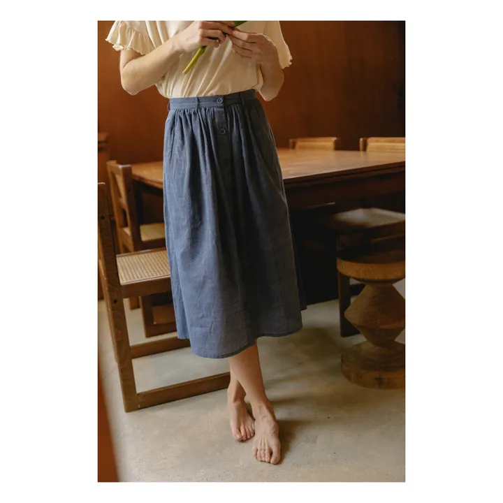 Emile et Ida Jupe Zebrane - Collection Femme | Bleu foncé