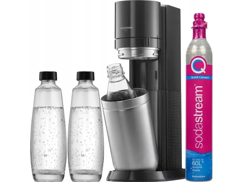SodaStream DUO, Sort, Rustfrit stål, Glas, 1 L, 60 L, 155 mm, 280 mm