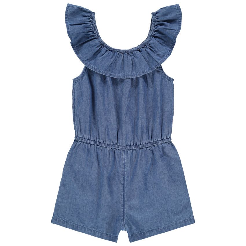 Combishort effet jean à épaules dénudées - Bleu