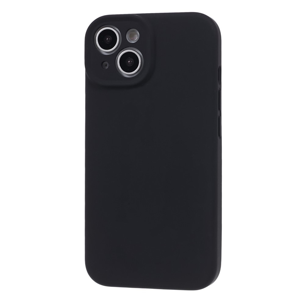 iPhone 15 Silikon Case Hülle mit Kameraschutz - Schwarz
