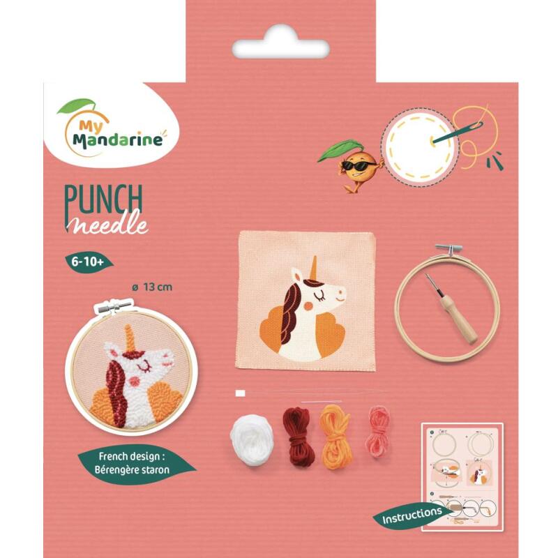 Punch Needle, Licorne - Rose