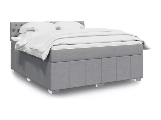 Sommier à lattes de lit avec matelas Gris clair 180x200cm Tissu