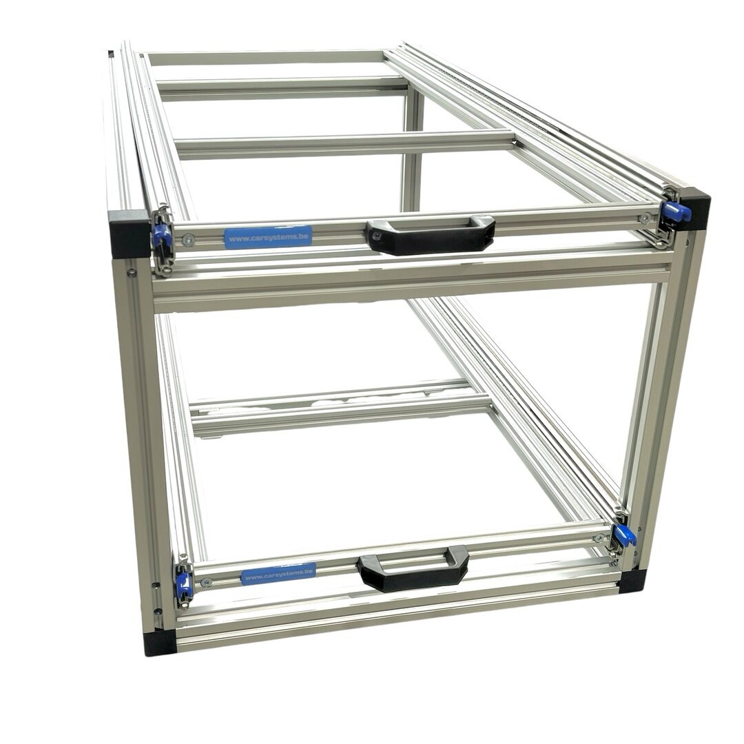 Dubbel schuifframe met 2 gesloten bakken en alu plaat - 90x40cm