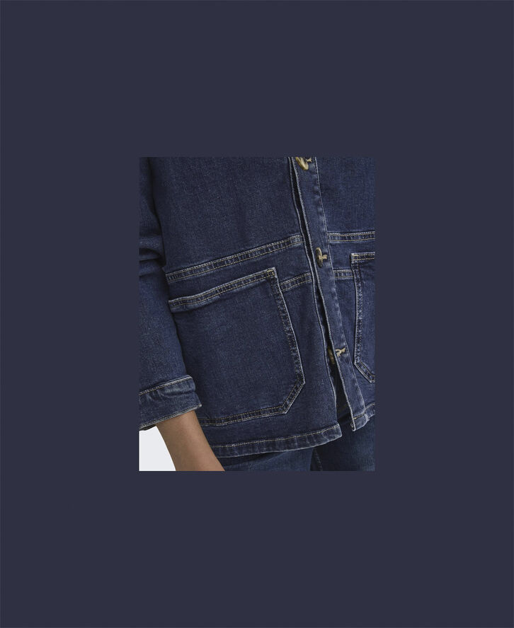 ONLY ONLCAPRI L/S CARGO POCKET DNM JACKE Dark blue denim