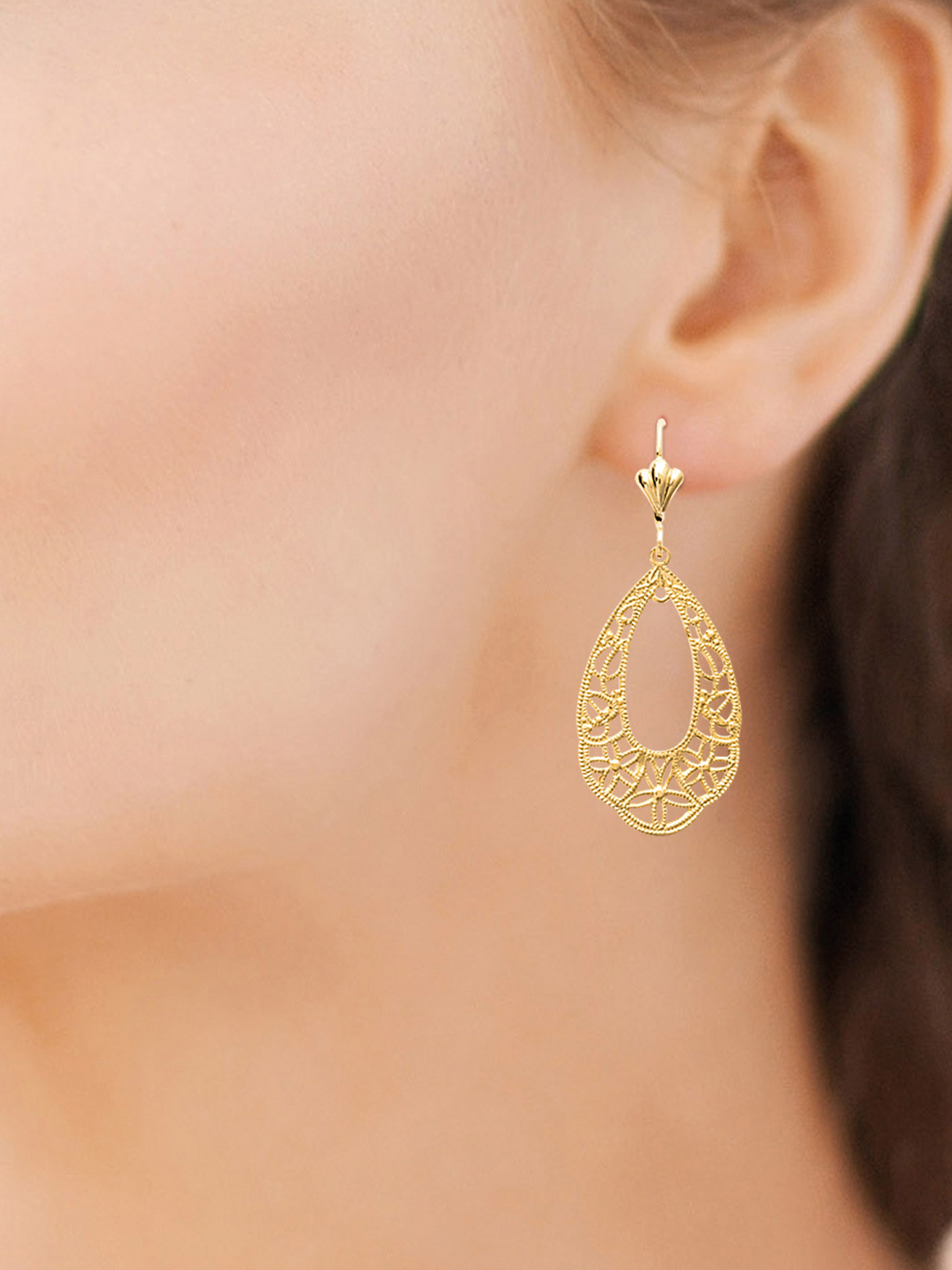 Boucles d'oreilles filigranées plaqué or