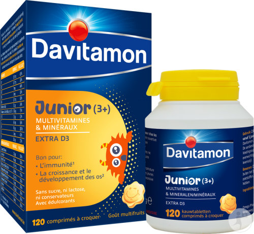 Davitamon Junior Multivitamines +3 Ans Goût Multi-Fruits 120 Comprimés À Croquer