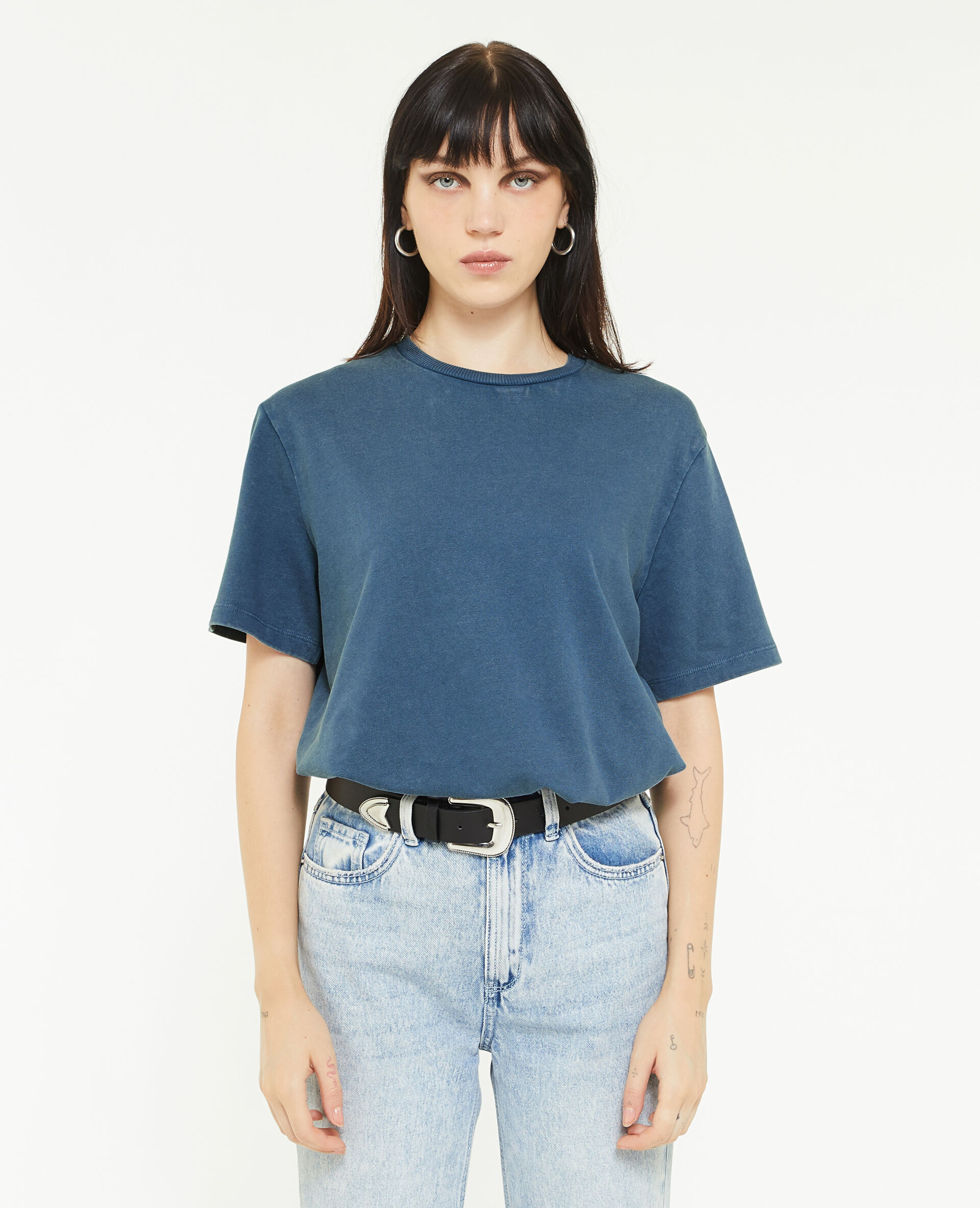 T-shirt à effet délavé - Bleu marine
