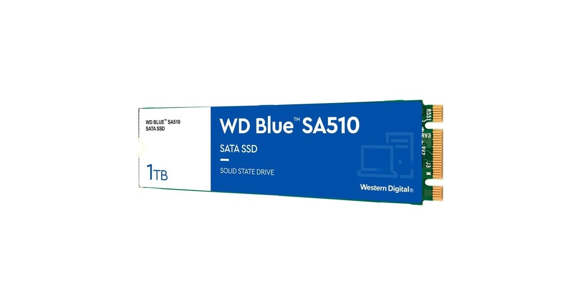 WDBlue SA510 1 TB SSD  (Blauw/wit, WDS100T3B0B, M.2 2280)