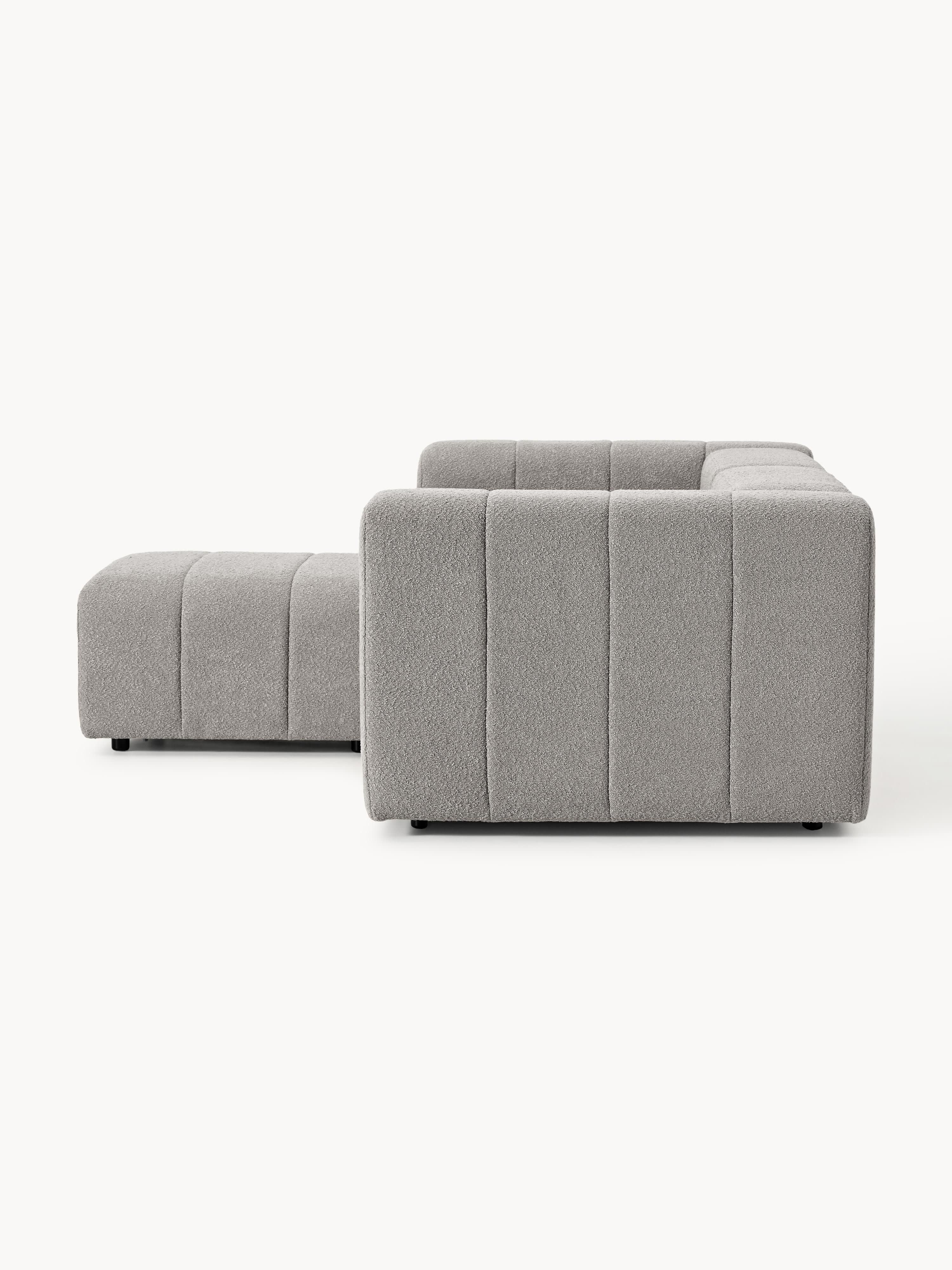 Modulaire bouclé bank Lena (3-zits) met poef (links/rechts)