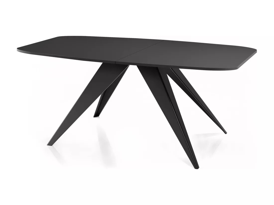 Table à Manger Extensible Style Loft - Table Industrielle Avec Pieds Métalliques Noirs - Design Moderne Pour Salon - 160 Cm Extensible à 200 Cm - Noir
