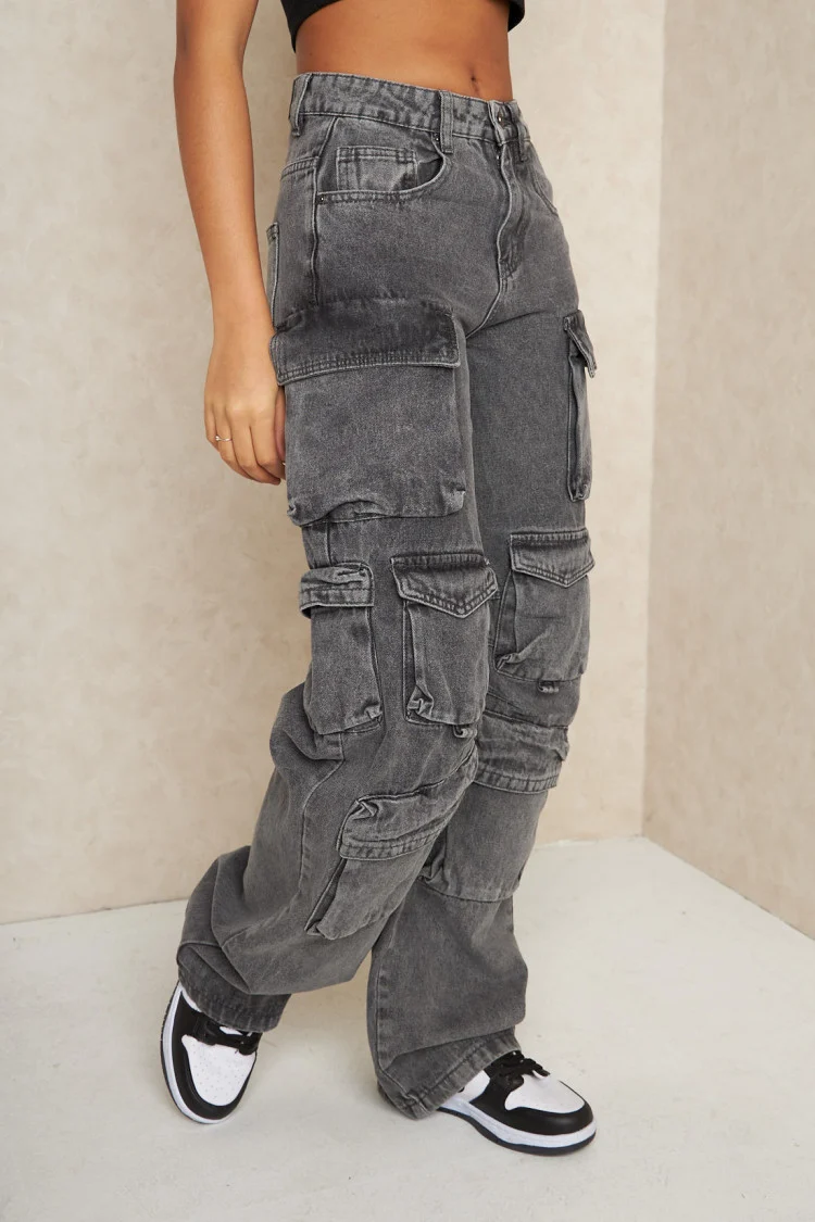 Jean cargo gris foncé