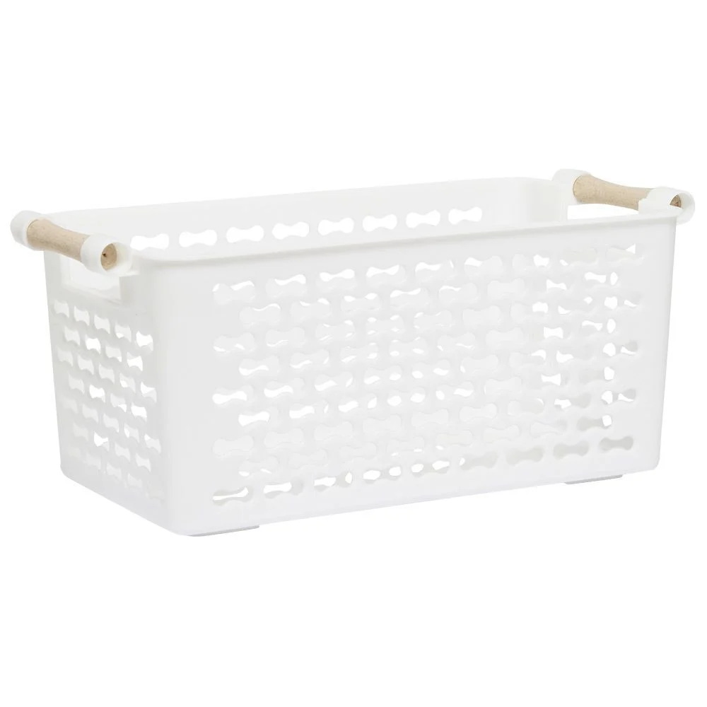 Panière en plastique avec poignée bois 4L