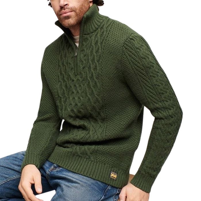 Superdry Jacob Cable Knit Half Zip Trui Heren