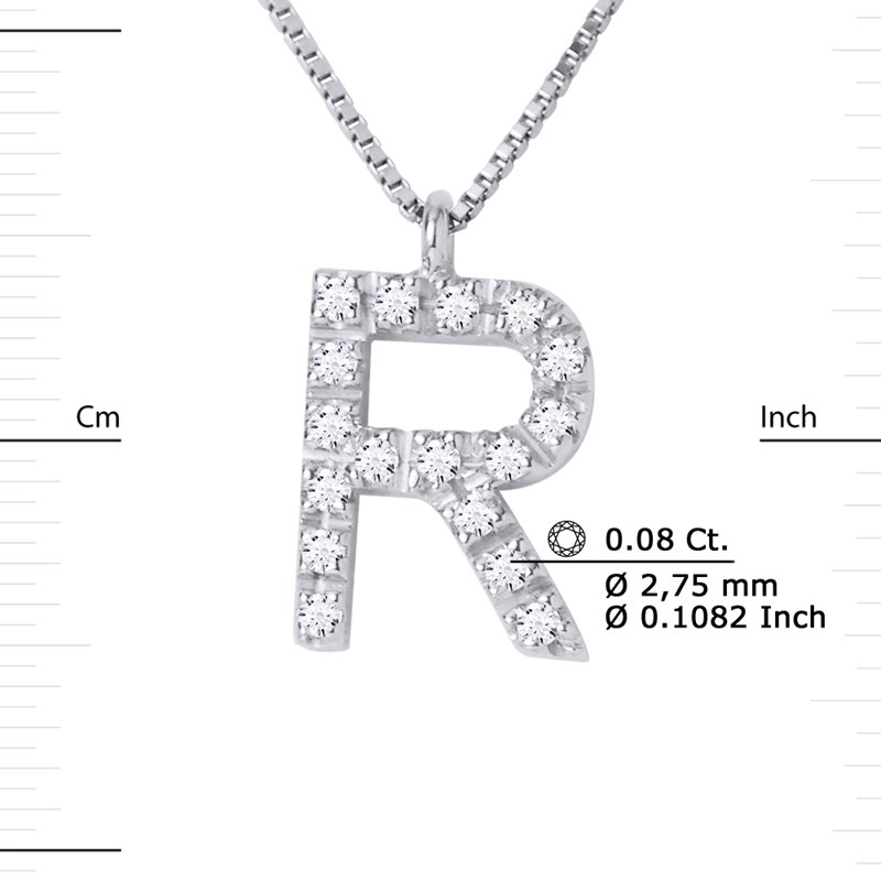 Collier ALPHABET Diamants 0,09 Cts  LETTRE 