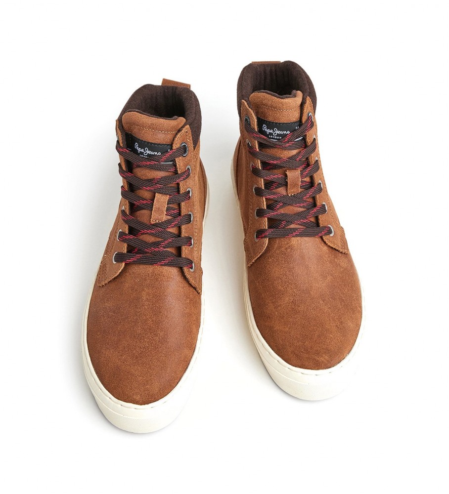 Tênis Pepe Jeans Yogi Boot de couro marrom