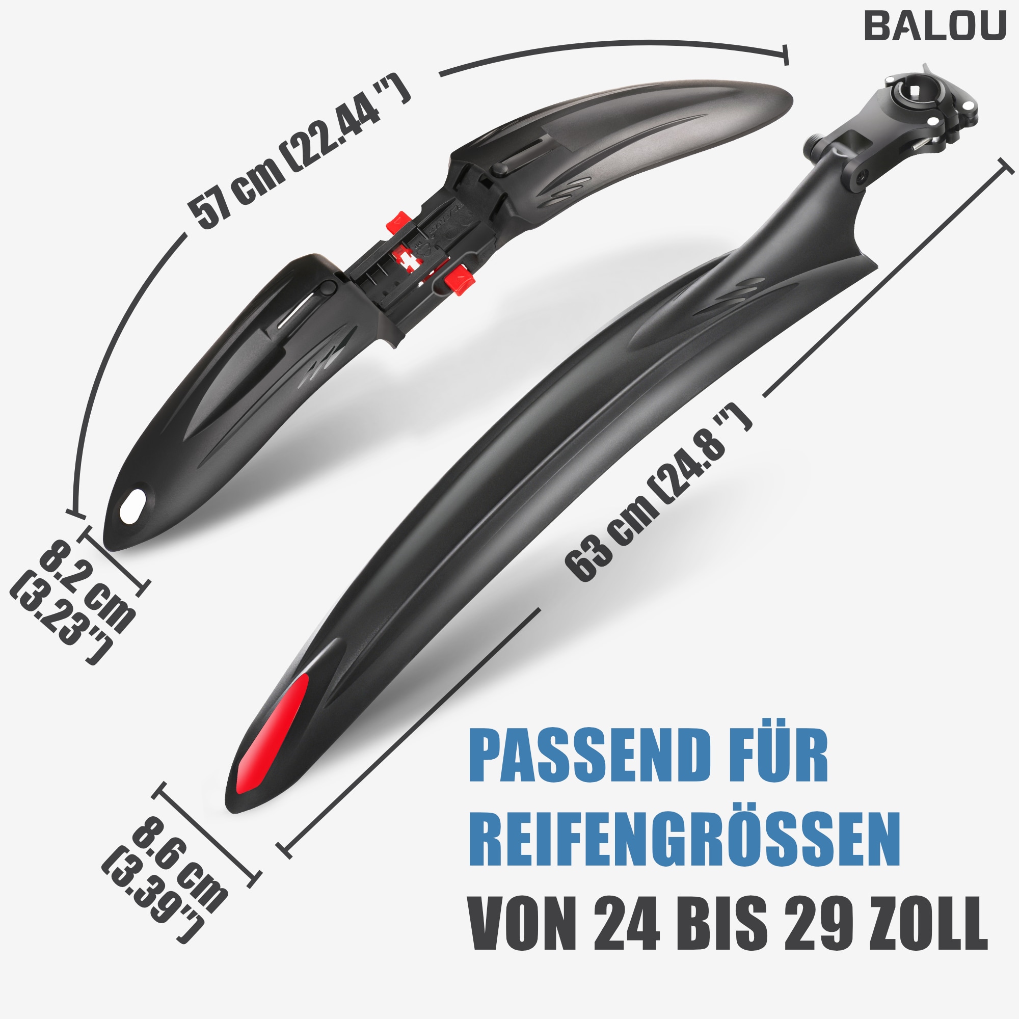 BALOU Mountainbike Fahrrad Schutzblech, 24-29