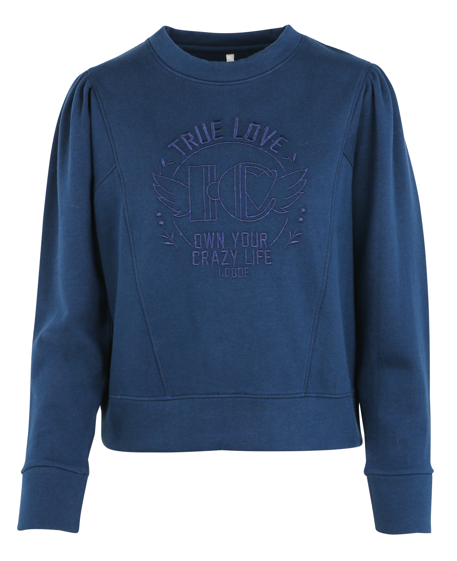 Sweat oversize col rond en coton mélangé | Bleu