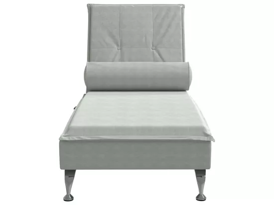 Chaise longue de massage avec traversin gris clair velours