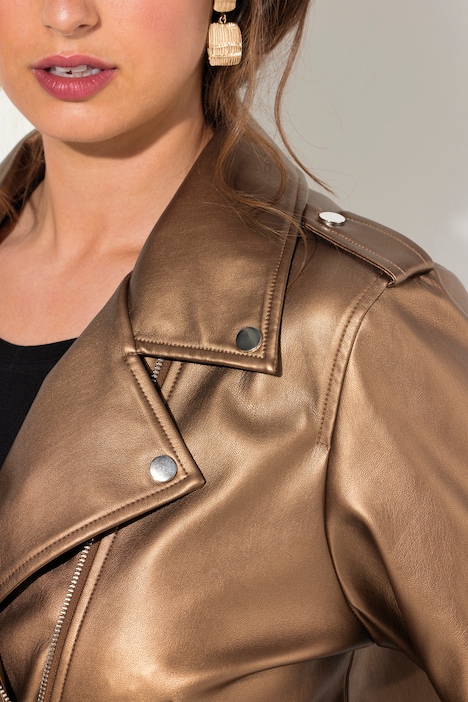 Bikerjacke, Lederoptik, Reverskragen, asymmetrisch
