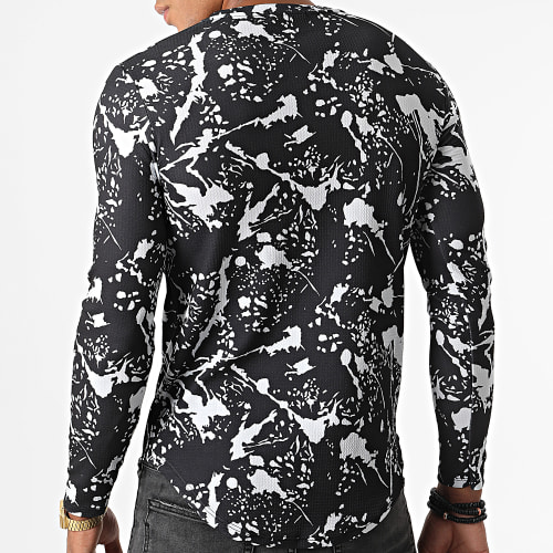 Tee Shirt Manches Longues Oversize D7114 Noir Blanc