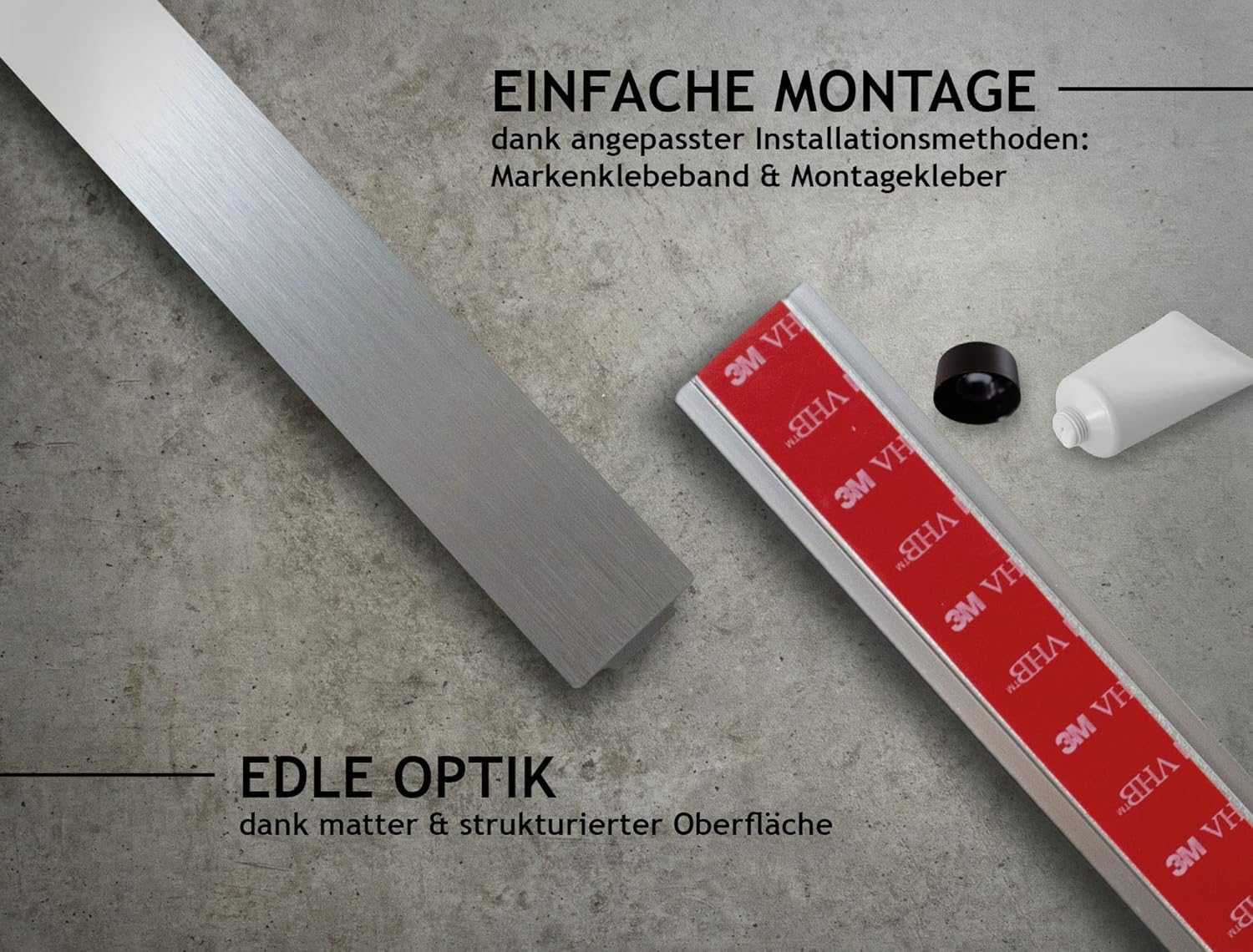 Designfabrik Hamburg Keukenhaakrail, Zelfklevend, Geborsteld Zilver, 40cm