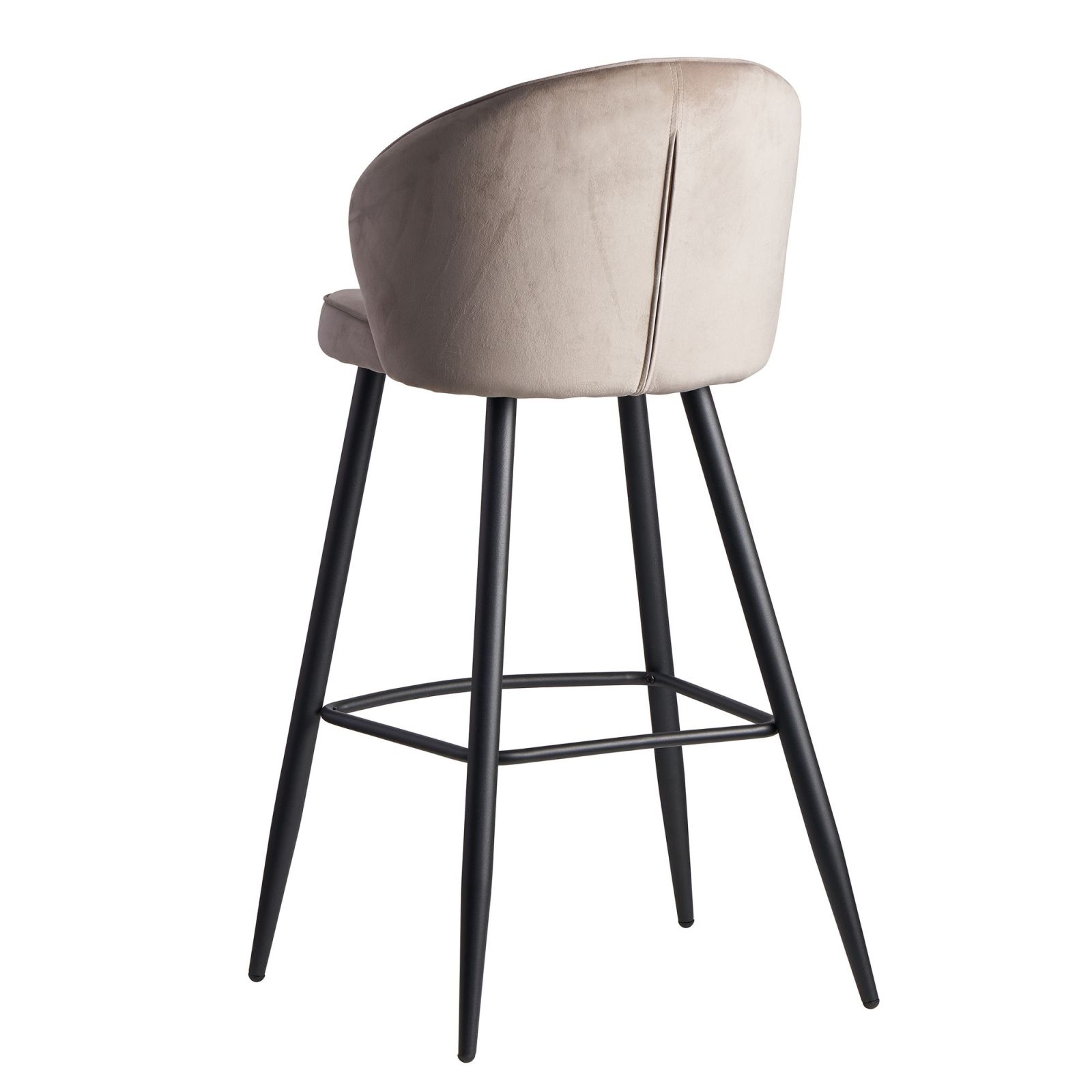 Barhocker - beige-schwarz - Samt