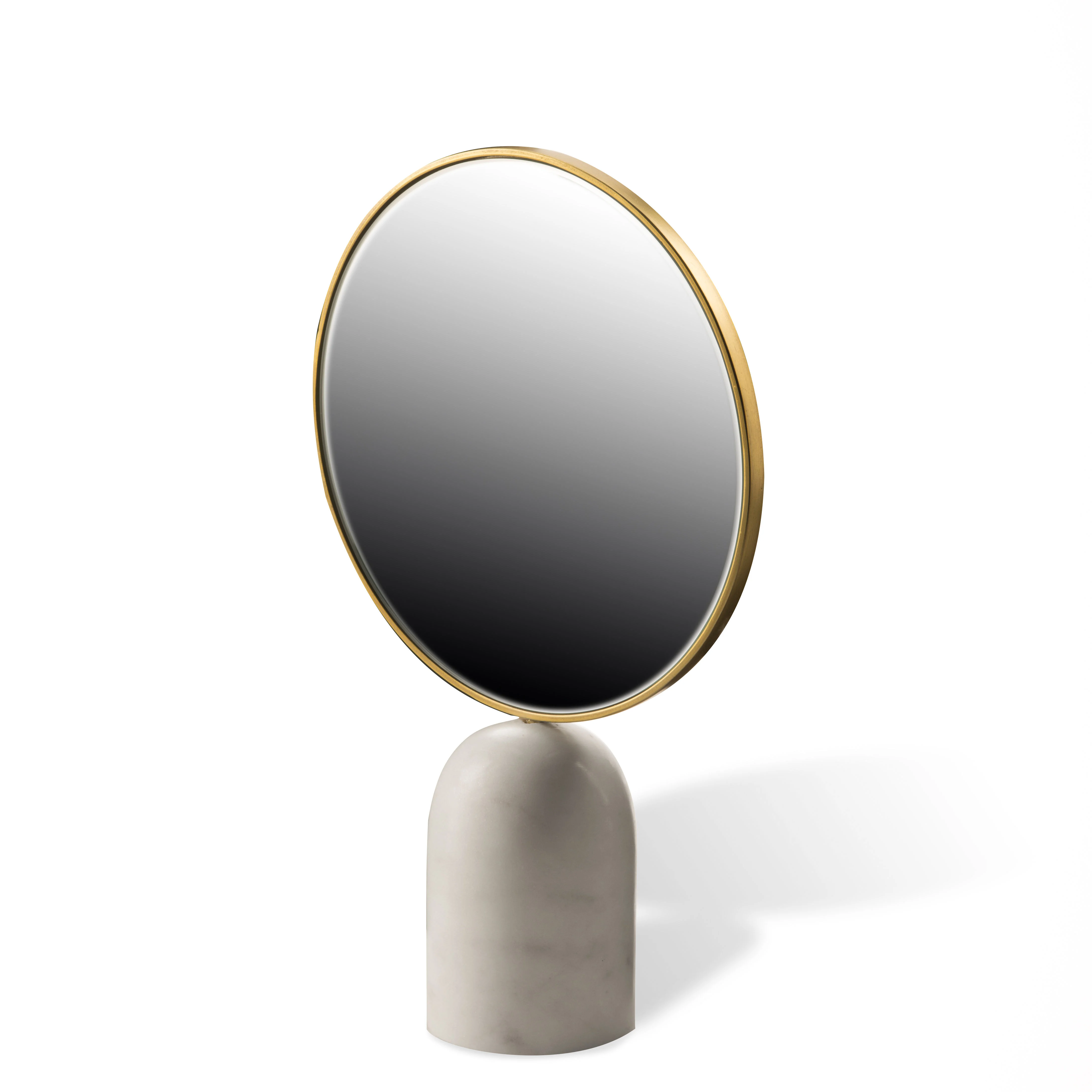 ROUND - Miroir à poser pierre | Blanc