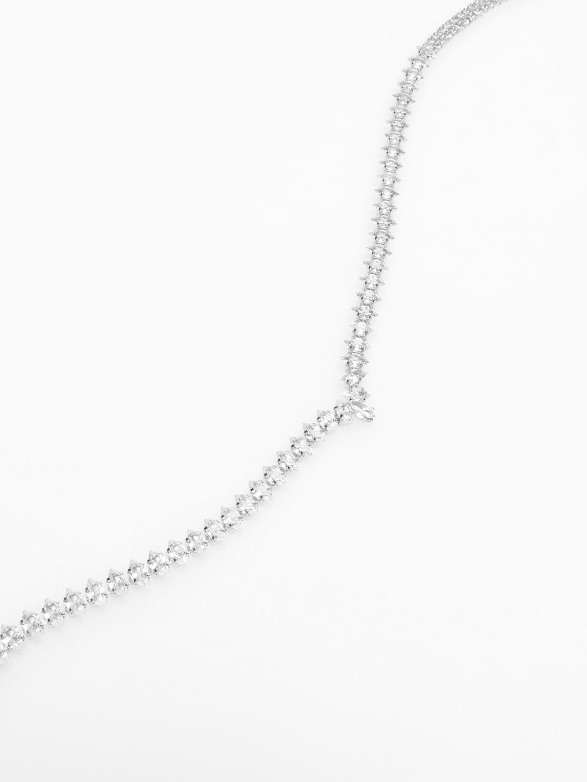 Parure collier et boucles à strass navettes- Argenté