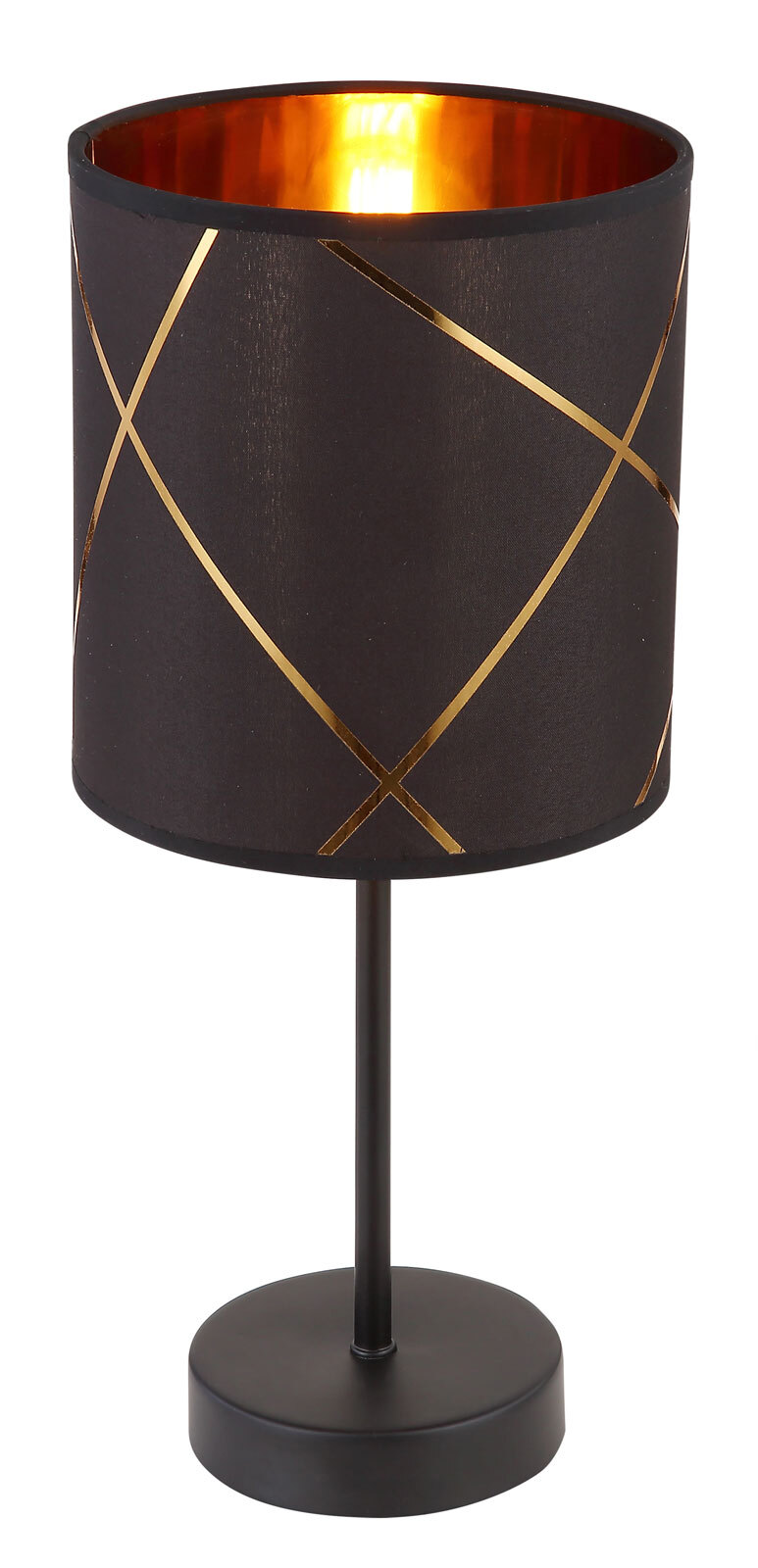 BEMMO Tischlampe schwarz 15431T, D/H: 15 x 35 cm, Metall, Textil, Kunststoff