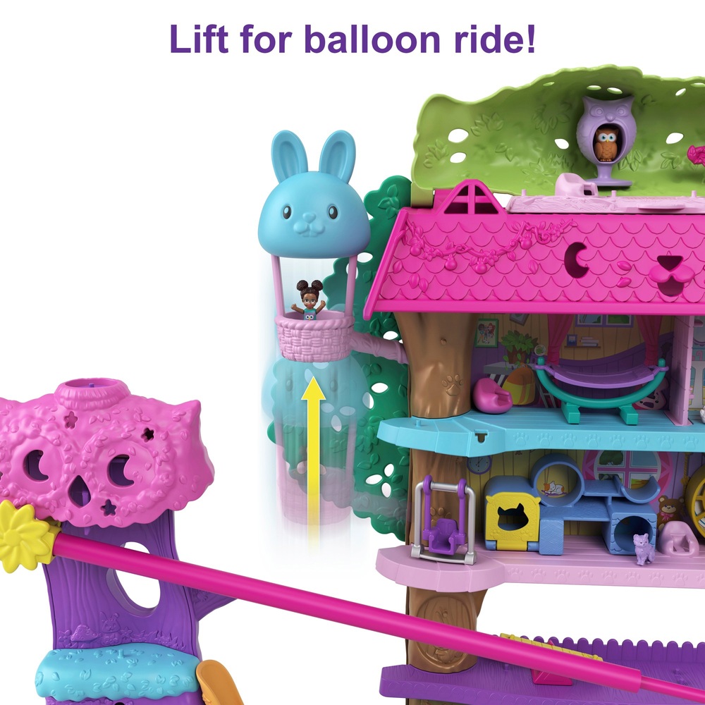 Polly Pocket Haustier-Abenteuer-Baumhaus-Spielset und Zubehör