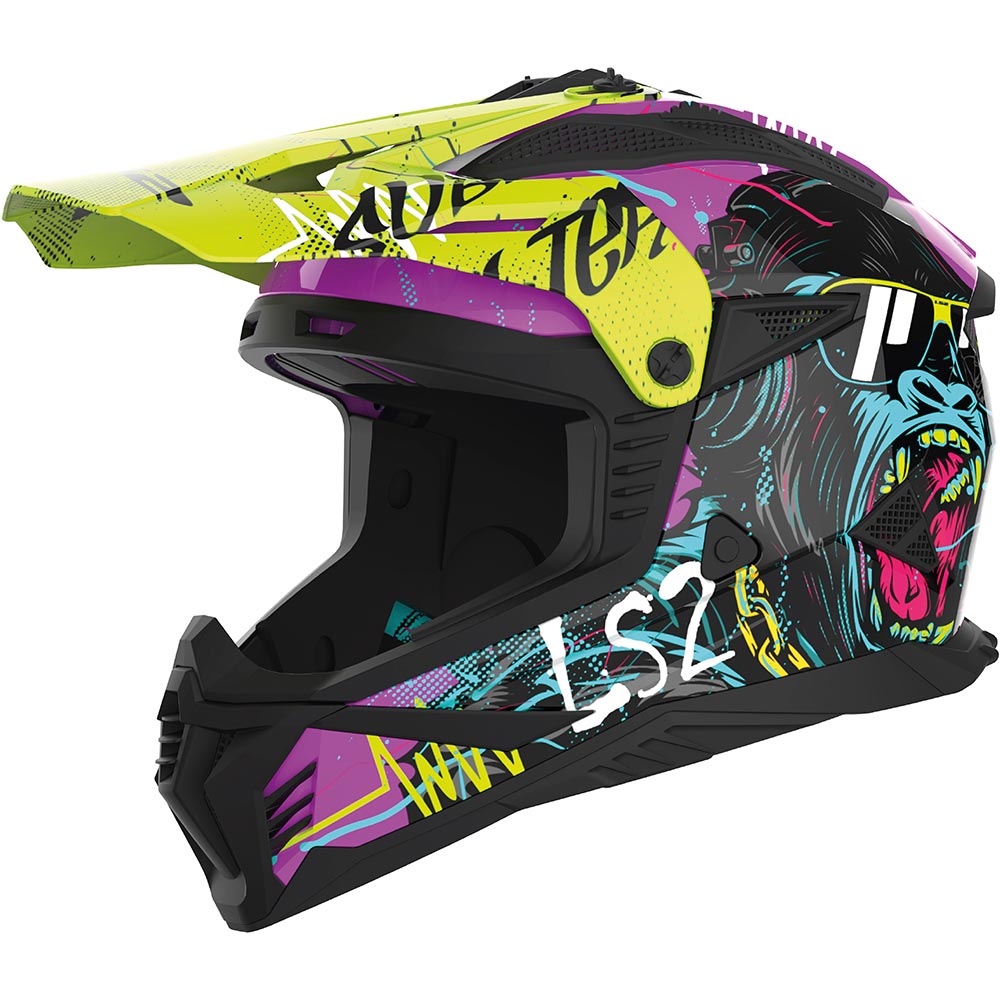 LS2 - Casque MX708 Fast II Gorilla Violet / Jaune fluo / Noir / Brillant