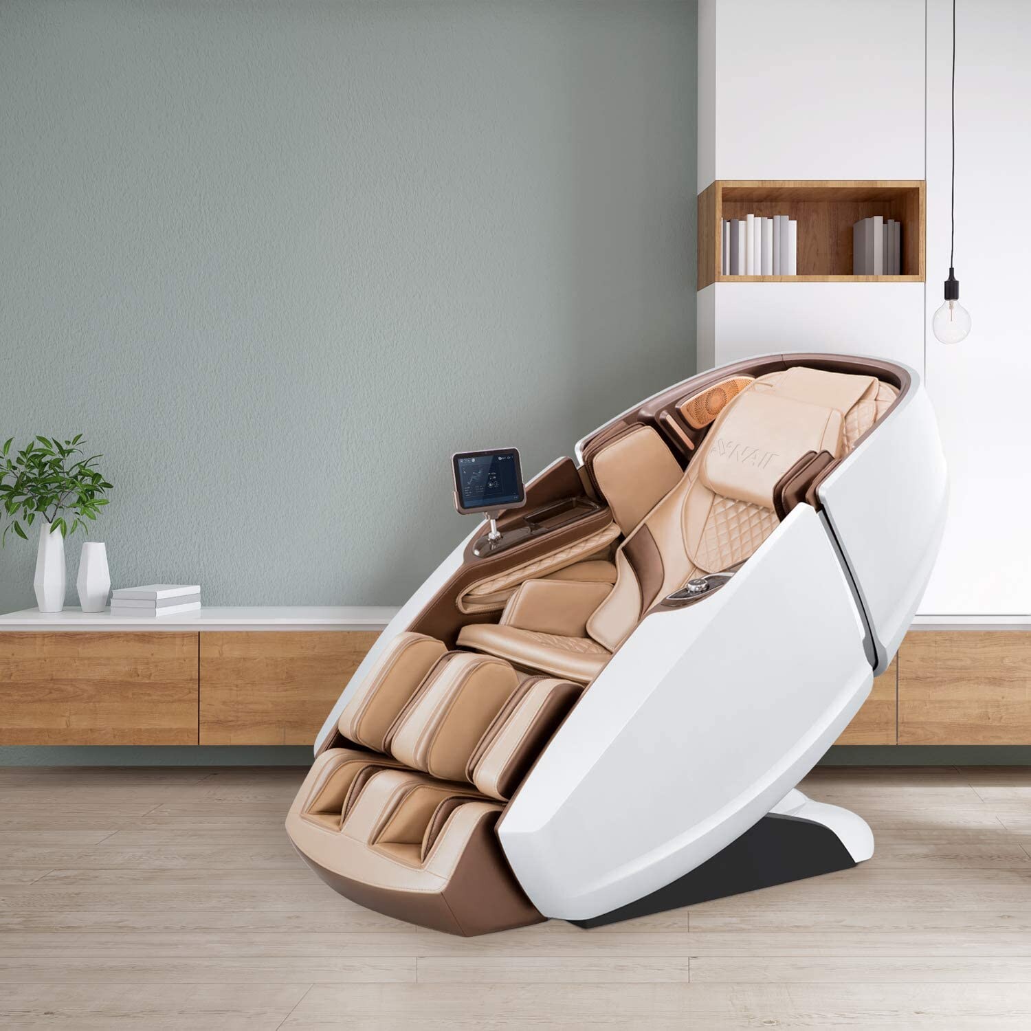 NAIPOMassagesessel mit Aufbauservice Shiatsu Massage Stuhl Zero Gravity für Ganzkörper, mit Heizung, SL Track, Klopfen, Kneten, Luft-Massage-System, Bluetooth 3D Surround Sound Musik - MGC-8900WG