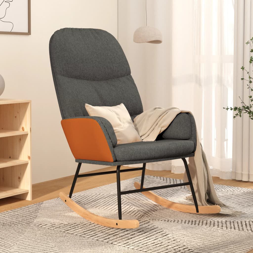 vidaXL Schommelstoel, Donkergrijs, Bekleed met Stof
