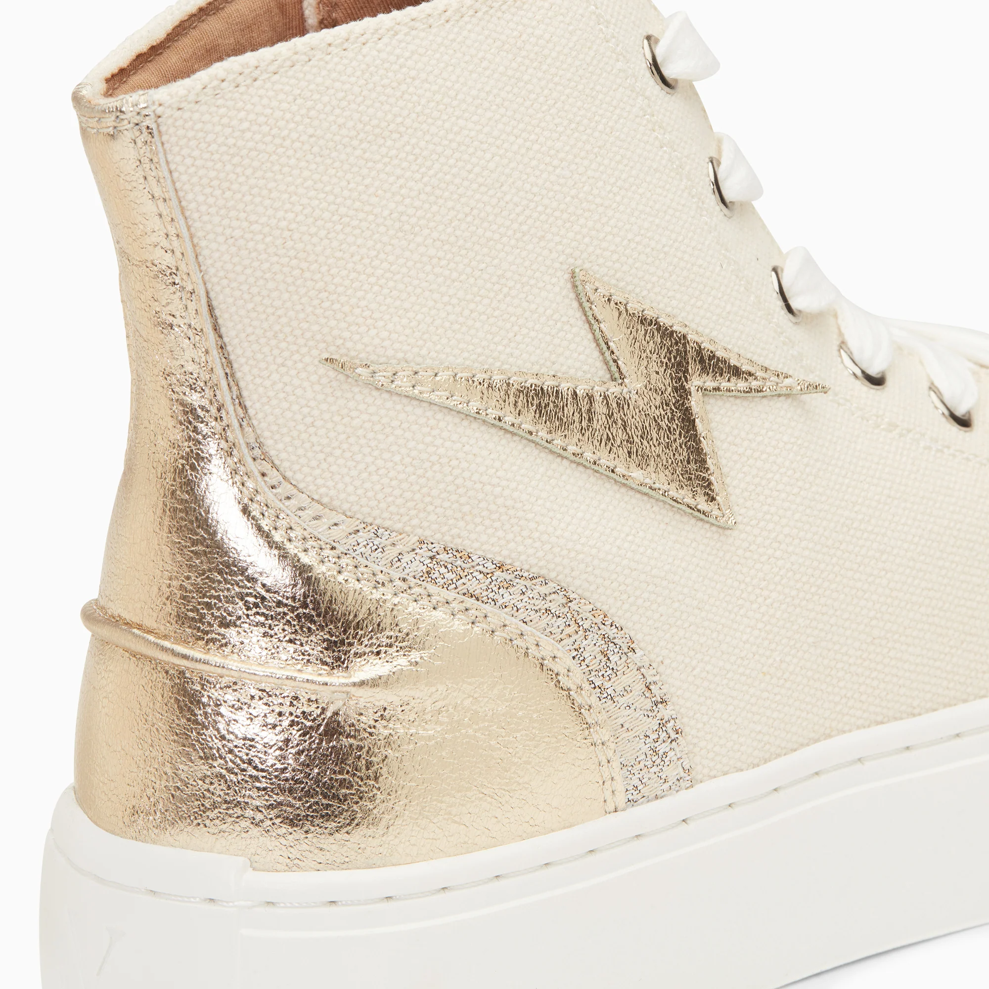 Sneakers-Baskets éclair Laure montantes beige et or