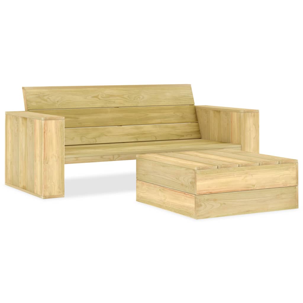 Salon de jardin meuble d'extérieur ensemble de mobilier 3 pièces bois de pin imprégné