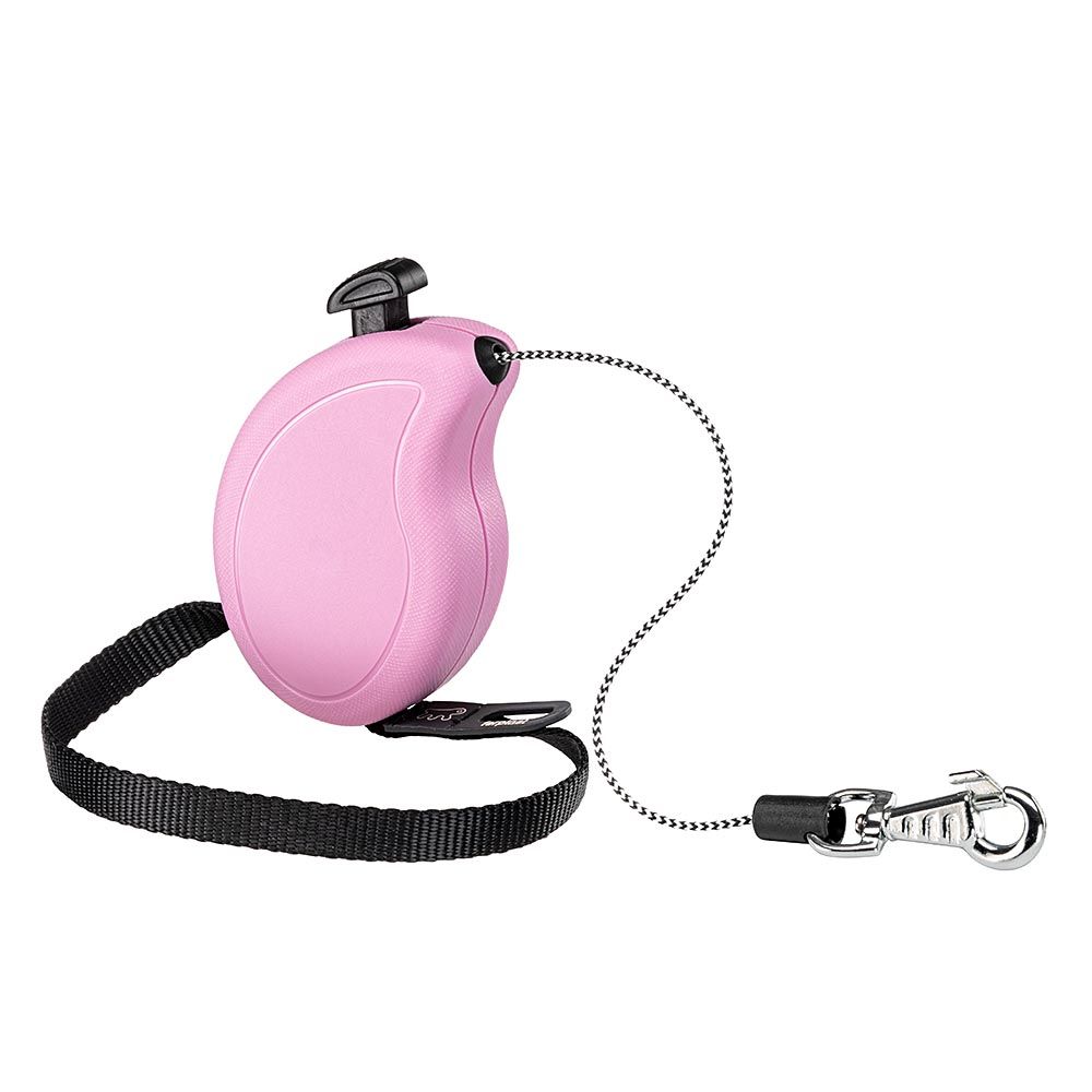 Laisse extensible pour petits chiens flippy one cord mini, cordon rétractable 3 m, max 8 kg, rose