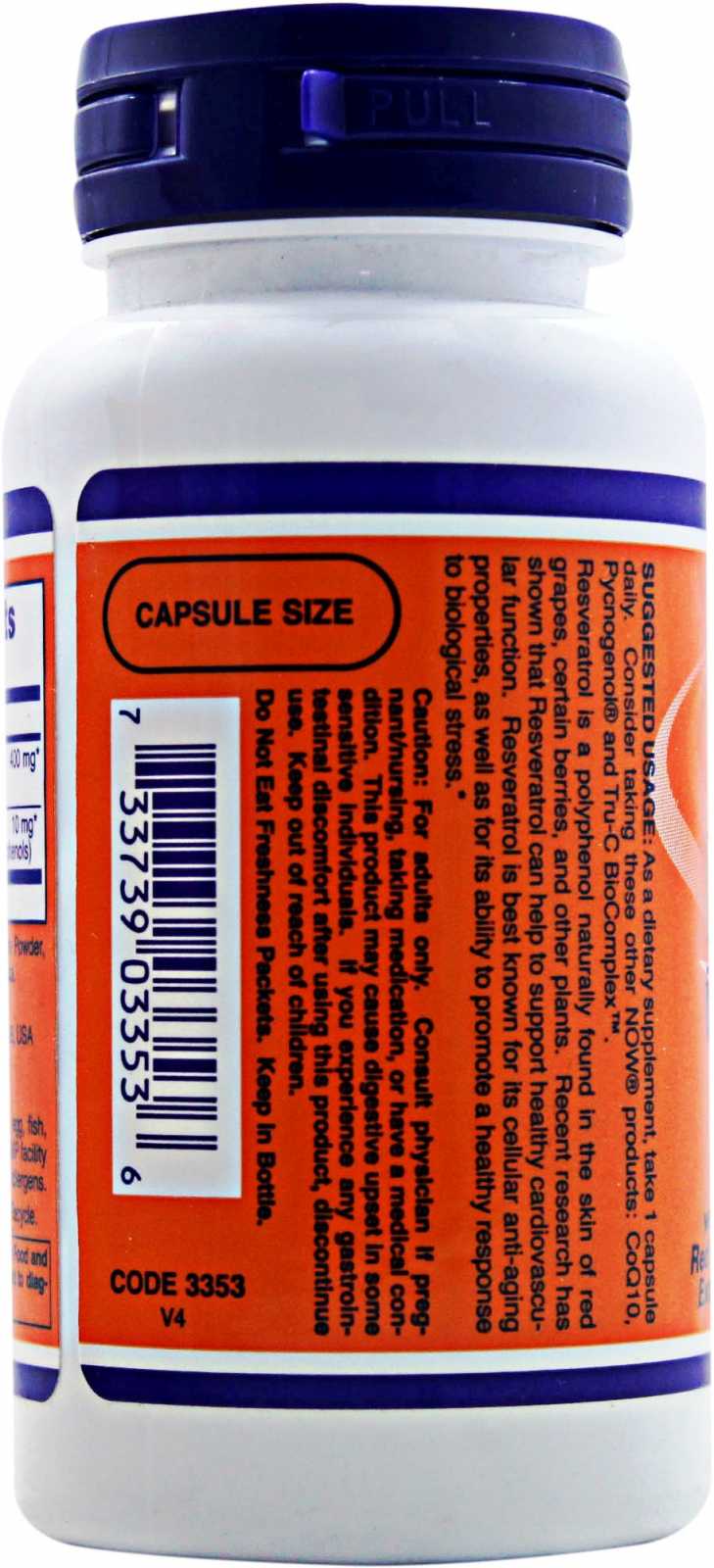 NOW Foods Resveratrol Natural 200 mg 60 cápsulas vegetais