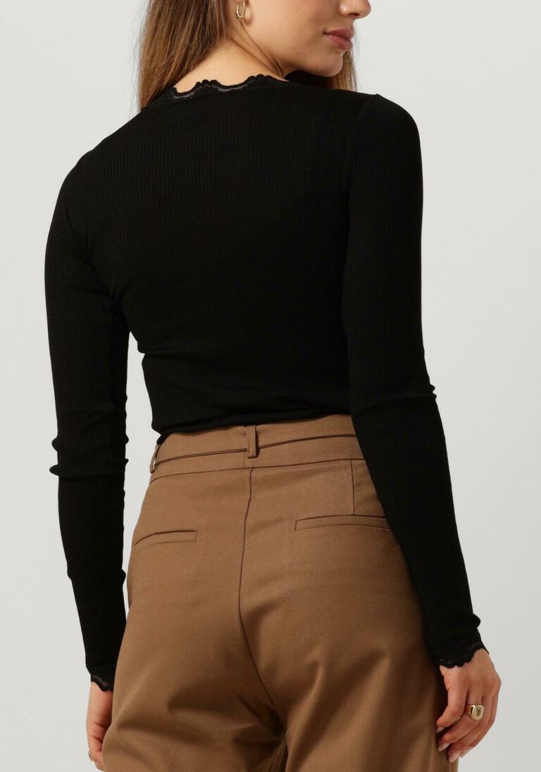zwarte rosemunde top babette silk t-shirt lace