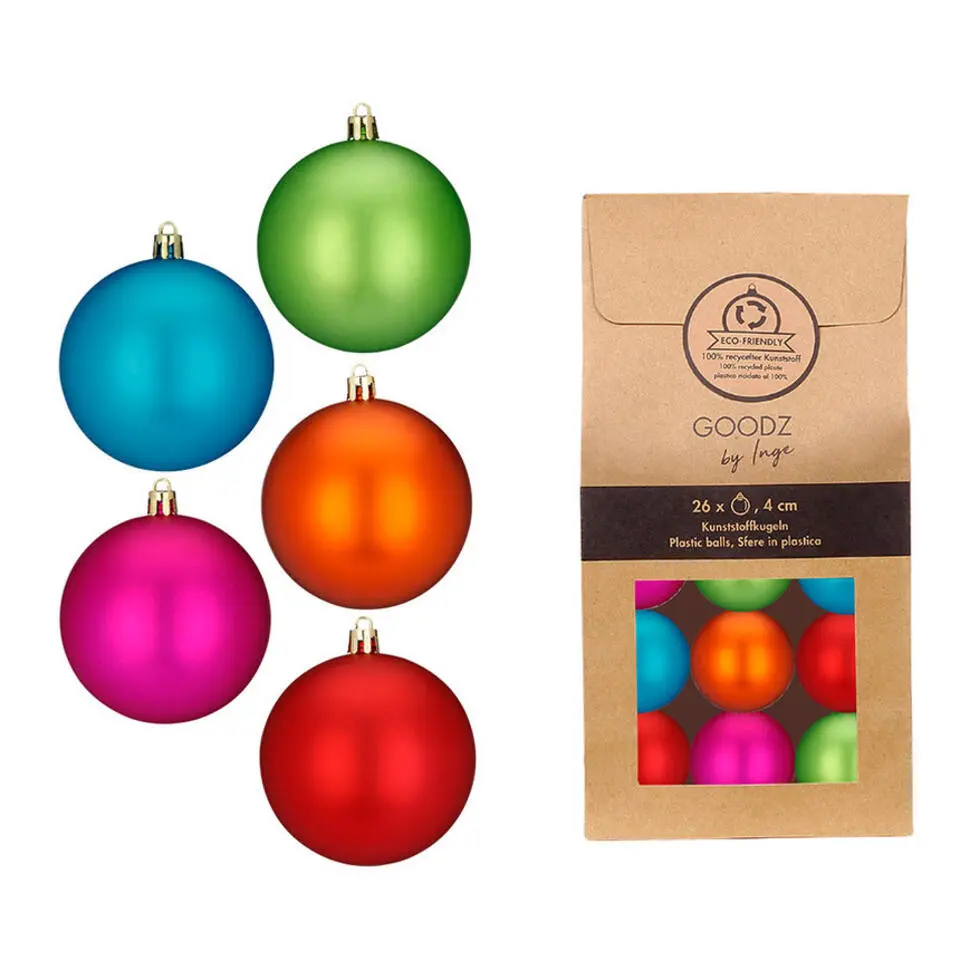 Inge Christmas Kerstballen - kunststof - 26x - gekleurd - 4 cm