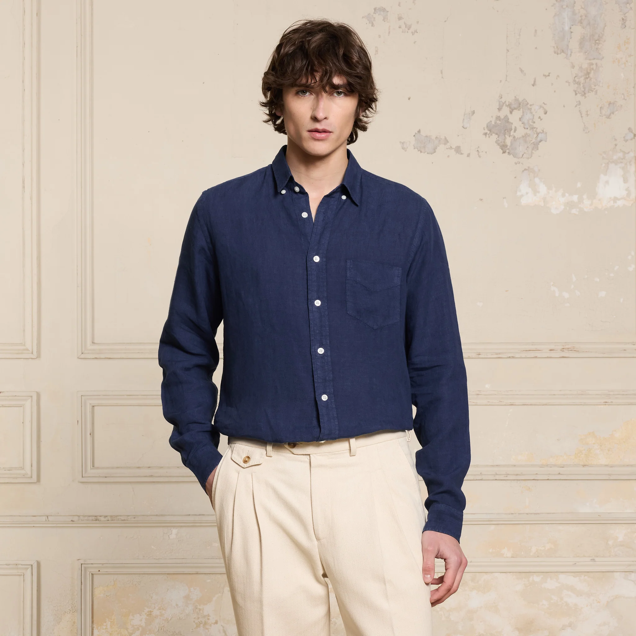 Blue linen shirt