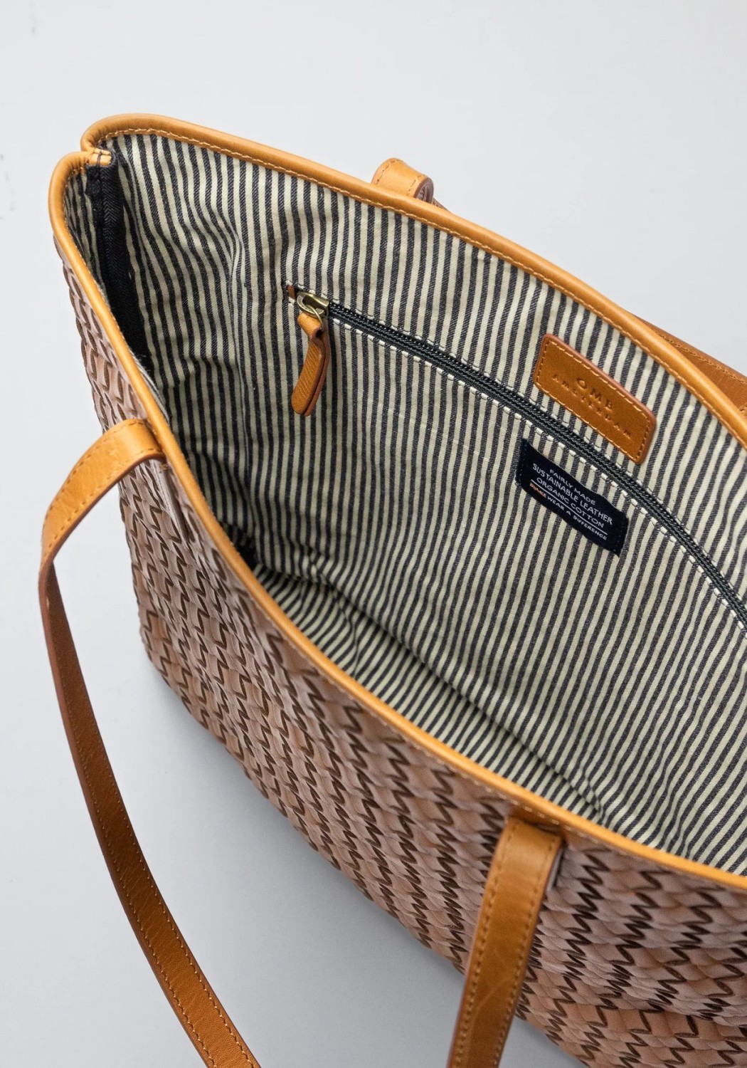 O My Bag Leder-Shopper Georgia Woven Classic Leather Cognac