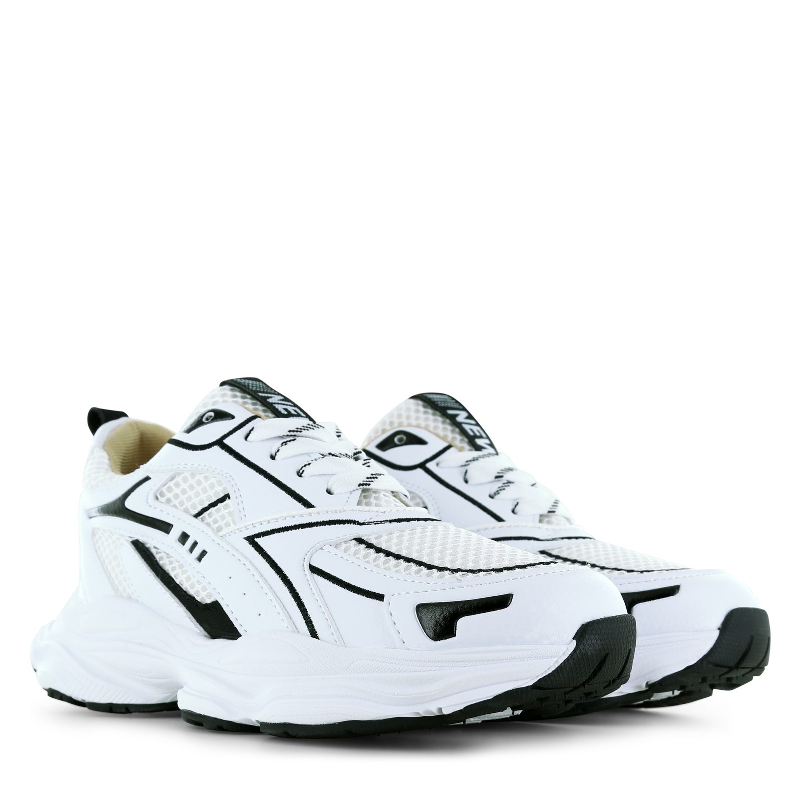 Shoesme wit-zwarte sneaker Microleer | Uni schoenen