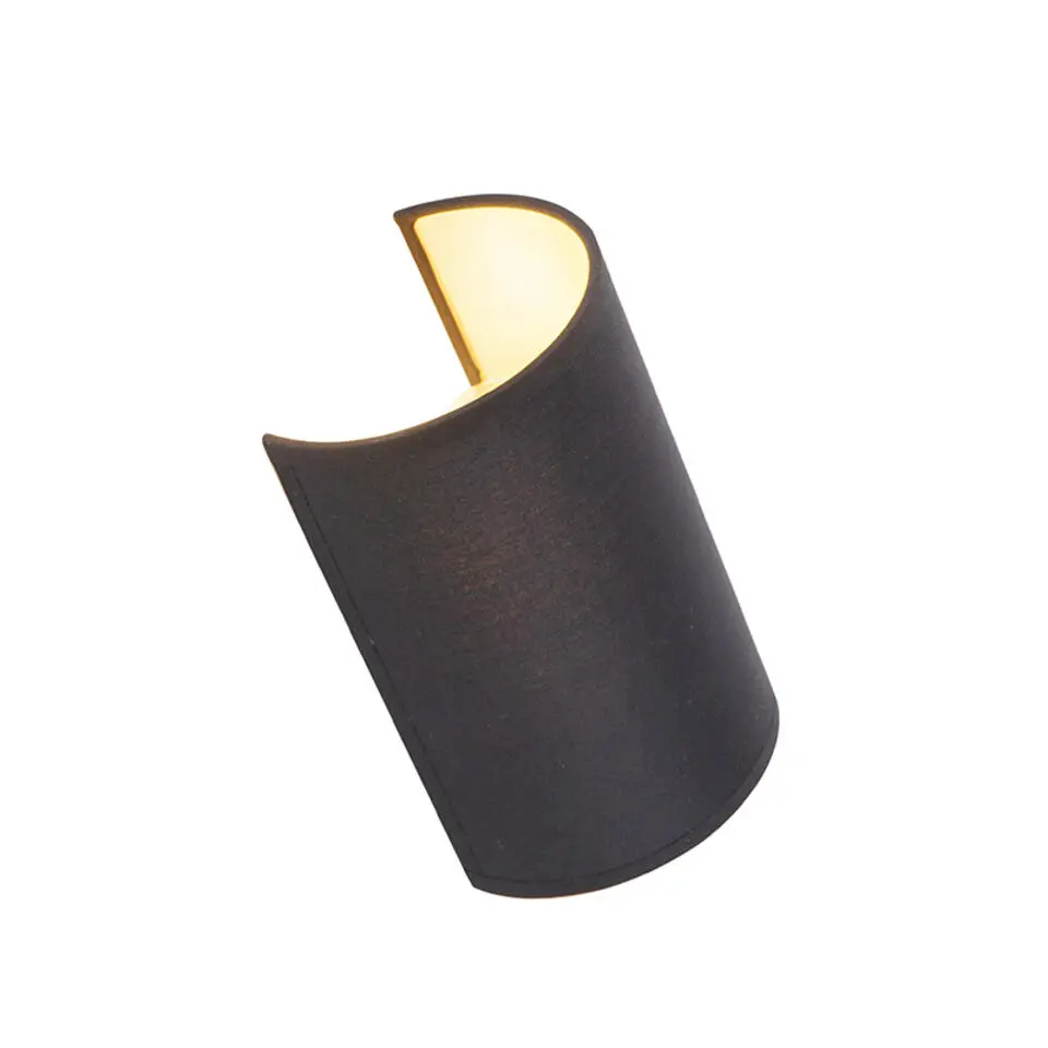 Qazqa wandlampen drum zwart e27