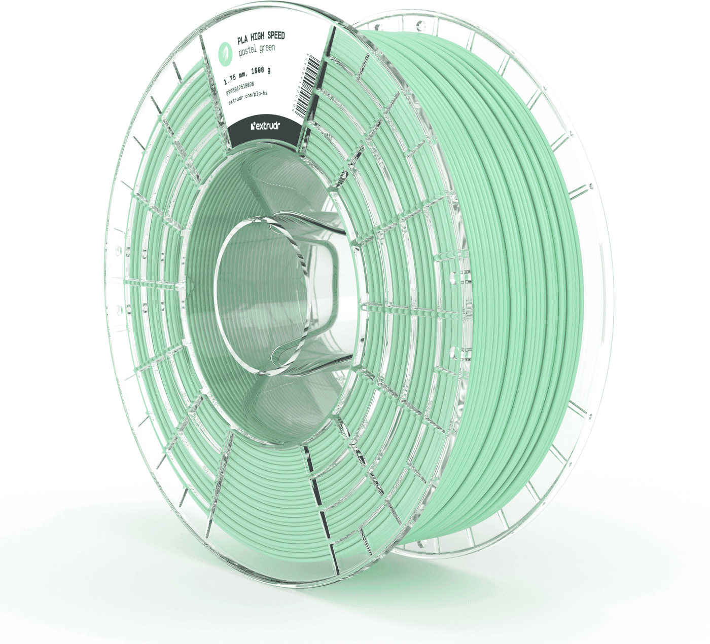 Extrudr  PLA High Speed Pastel Grün, 1,75 mm / 1000 g    PLA HS für Druckgeschwindigkeiten bis zu 1000 mm/s in Pastel Grün