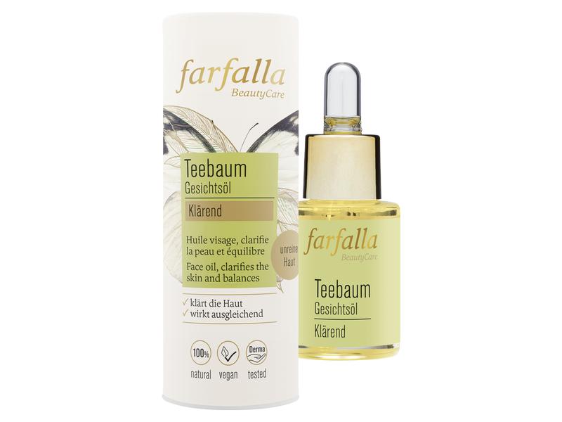 Farfalla Gesichtsöl Teebaum 15 ml1 Stück Natürliches klärendes Pflegeöl für das Gesicht