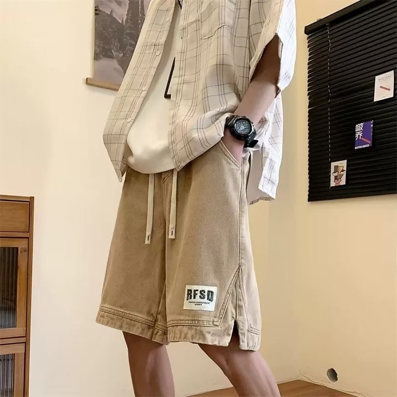 DuckleBeam - Denim shorts met trekkoord en letters