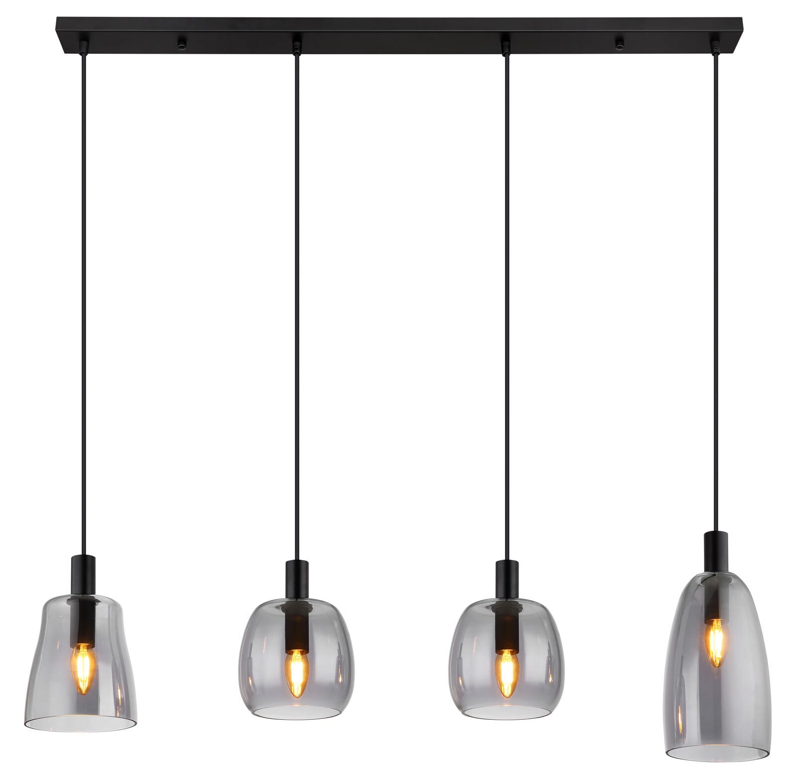 GLOBO Retrofit Balkenpendel Garri 107x120 cm schwarz/rauchfarbig