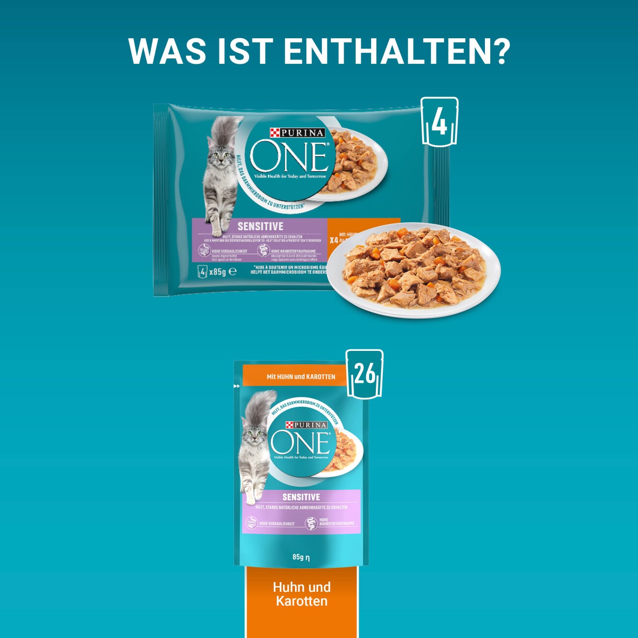 Purina ONE Sensitive mit Huhn & Karotten 26x85g